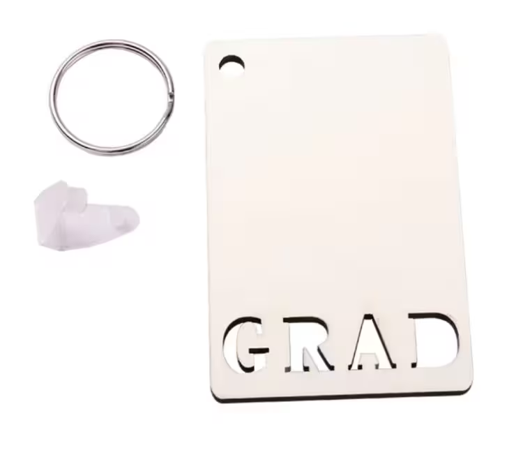 Sublimation GRAD MDF Keychain Blank — Custom Graduation Keychain | Double-Sided Wooden Photo Keychain | Personalized Senior Gift