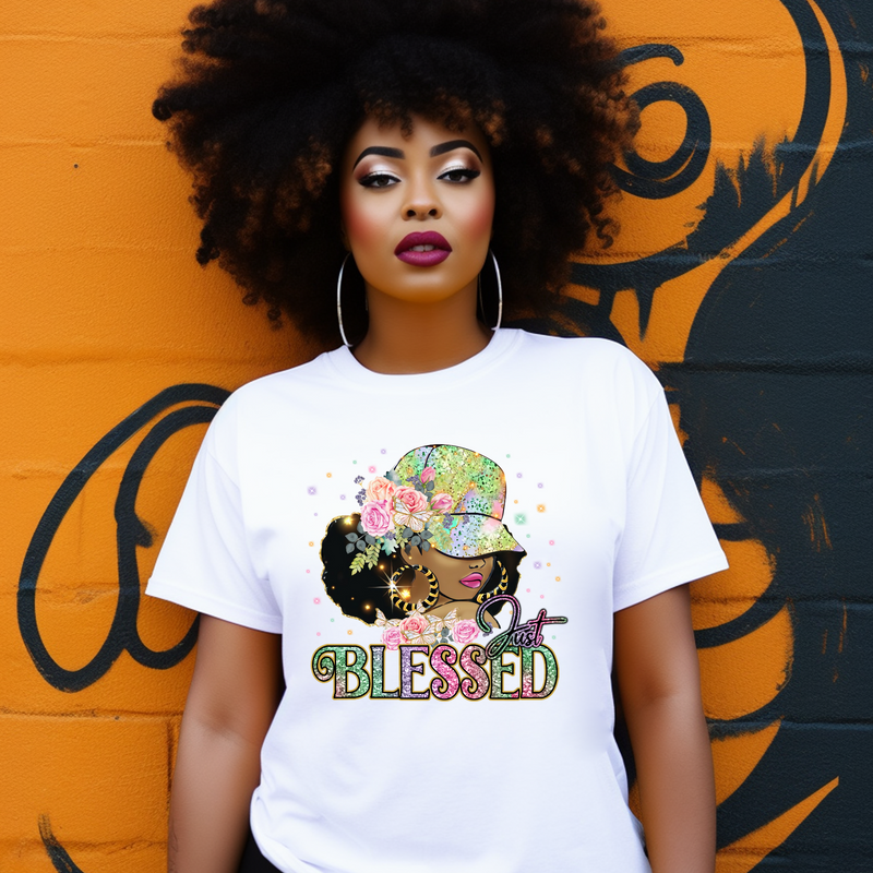 Just Blessed | Women's T-Shirt | Faith-Based |Inspirational| Plus Size|  Motivational | Spiritual Tee's| Unisex