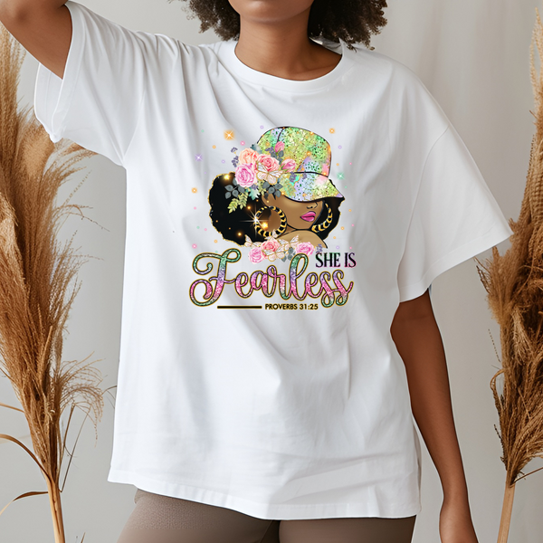 She is Fearless | Women's T-Shirt | Faith-Based |Inspirational| Plus Size|  Motivational | Spiritual Tee's| Unisex