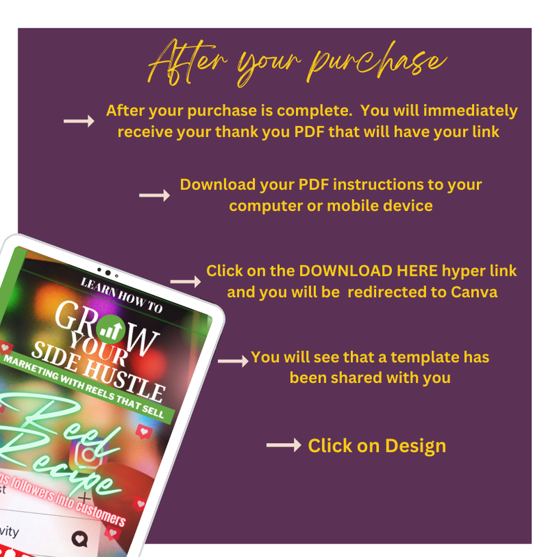 Grow Your Side Hustle "Reel Recipe" eBook