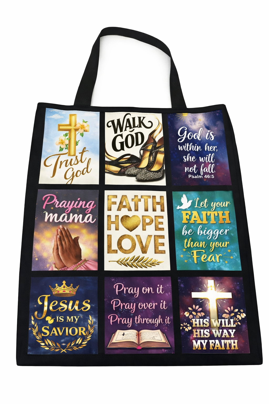 9 Panel Sublimation Tote Bag Blank — Short Plush Polyester Shopping Bag | White & Black | Custom Personalized Photo Tote