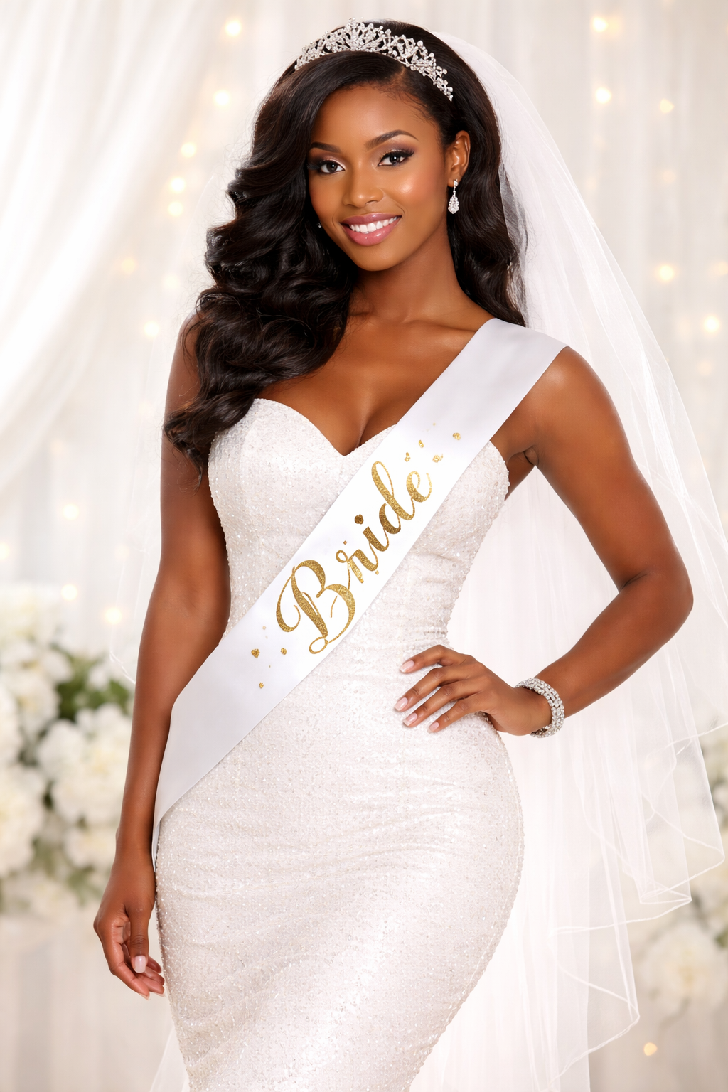 White Satin Sublimation Sash Blank — Birthday, Bridesmaid & Party Sash | Custom Print Ready | Shoulder Strap Belt