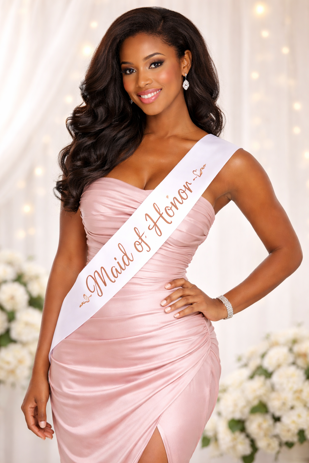 White Satin Sublimation Sash Blank — Birthday, Bridesmaid & Party Sash | Custom Print Ready | Shoulder Strap Belt