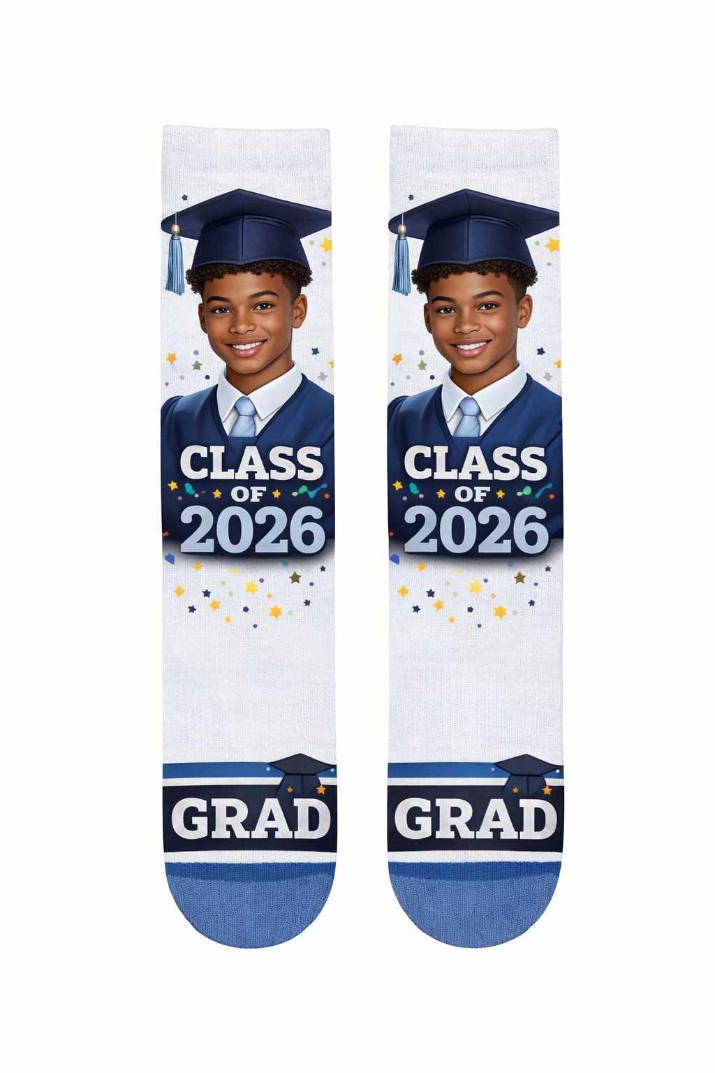 Sublimation Crew Sock Blank — White with Color Toe | Polyester & Spandex | Custom 3D Print Ready