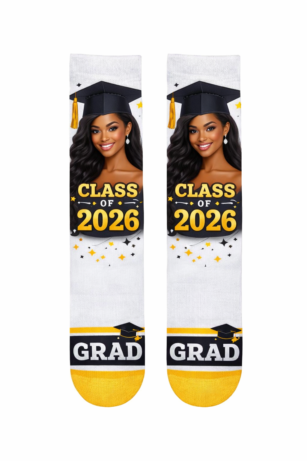 Sublimation Crew Sock Blank — White with Color Toe | Polyester & Spandex | Custom 3D Print Ready