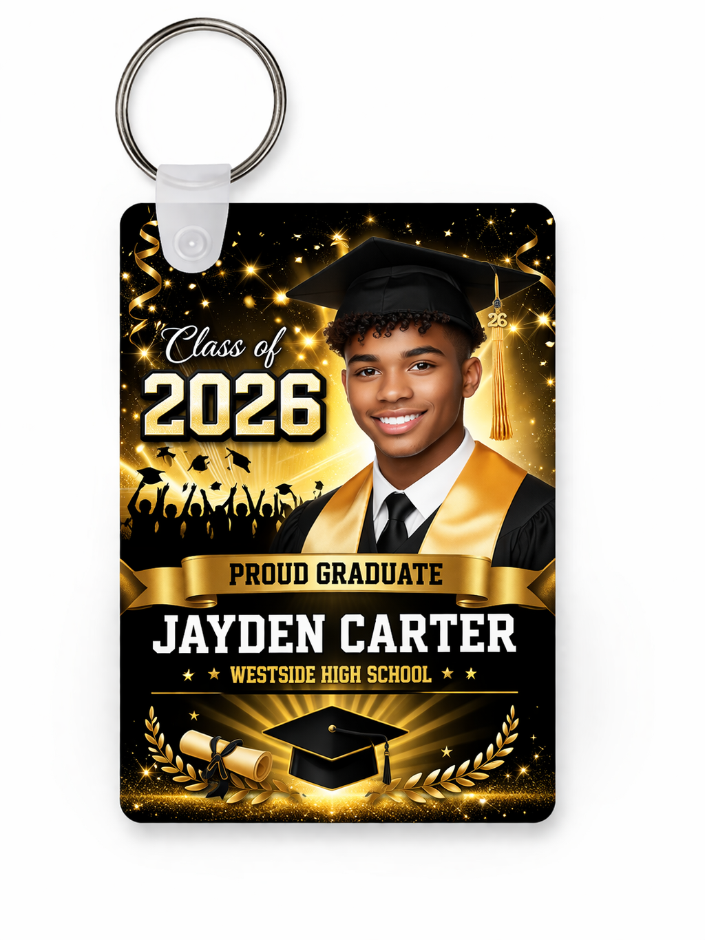 Sublimation GRAD MDF Keychain Blank — Custom Graduation Keychain | Double-Sided Wooden Photo Keychain | Personalized Senior Gift