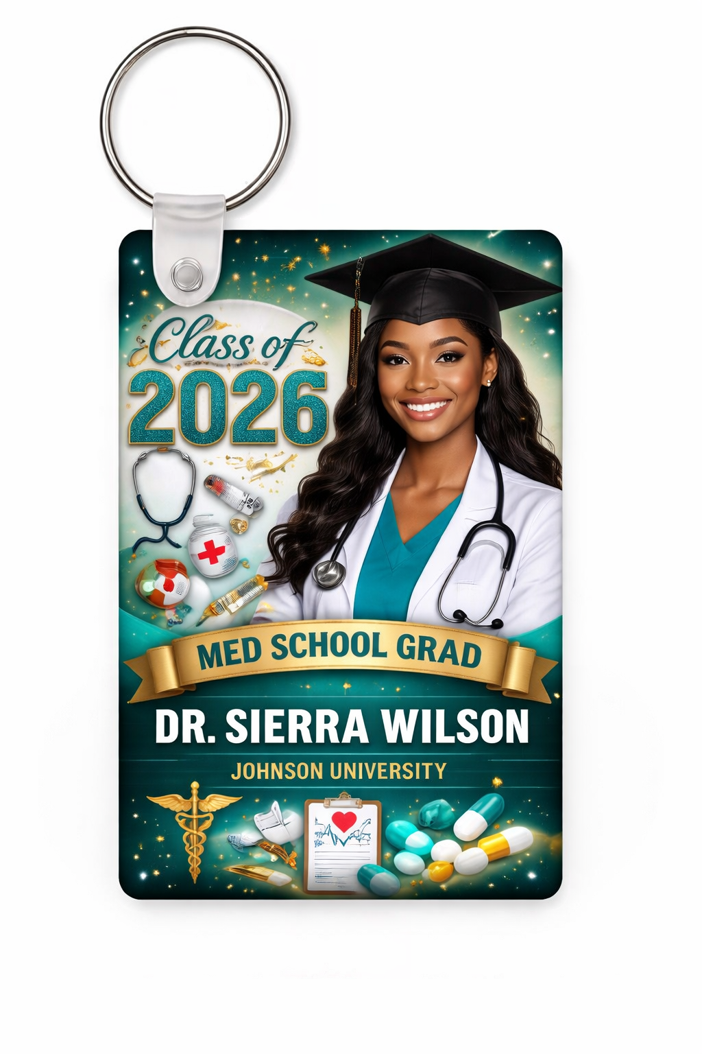 Sublimation GRAD MDF Keychain Blank — Custom Graduation Keychain | Double-Sided Wooden Photo Keychain | Personalized Senior Gift