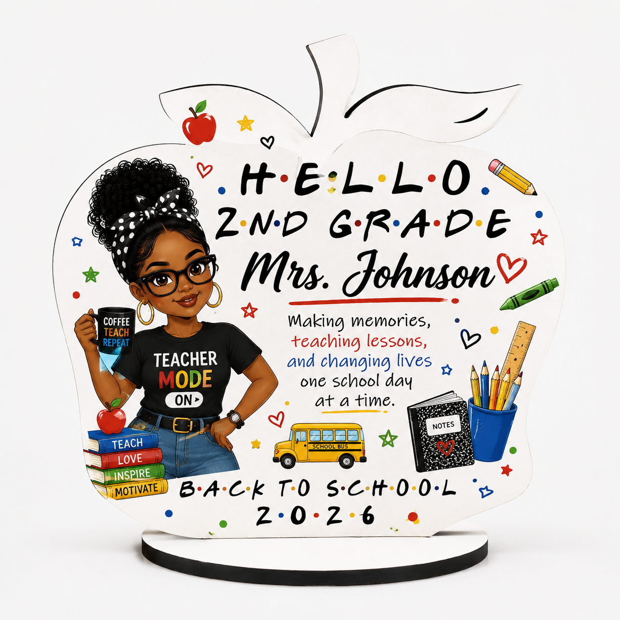 Sublimation Apple Shape MDF Plaque Blank — Teacher Gift Sign with Stand | Custom Personalized Wooden Substrate