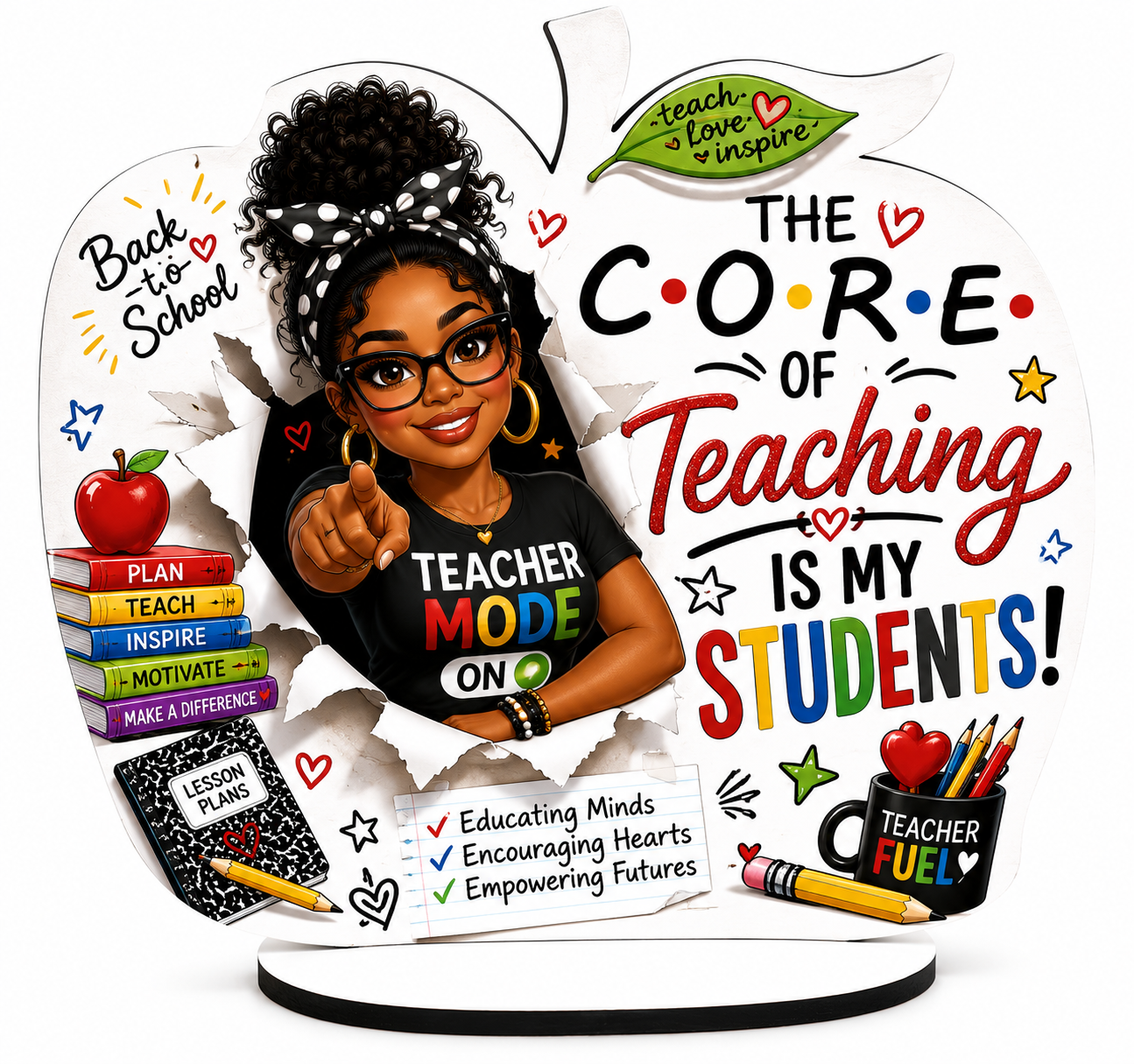 Sublimation Apple Shape MDF Plaque Blank — Teacher Gift Sign with Stand | Custom Personalized Wooden Substrate