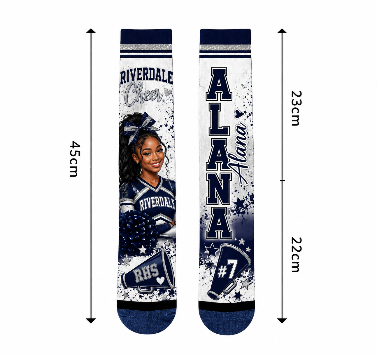 Sublimation Crew Sock Blank — White with Color Toe | Polyester & Spandex | Custom 3D Print Ready