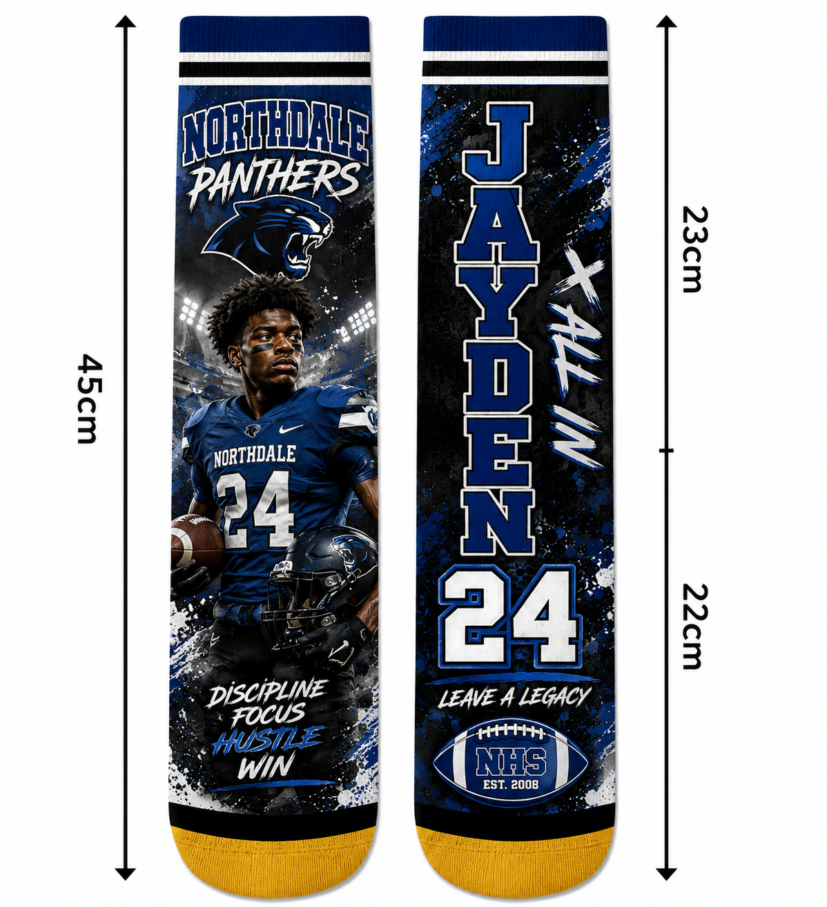 Sublimation Crew Sock Blank — White with Color Toe | Polyester & Spandex | Custom 3D Print Ready