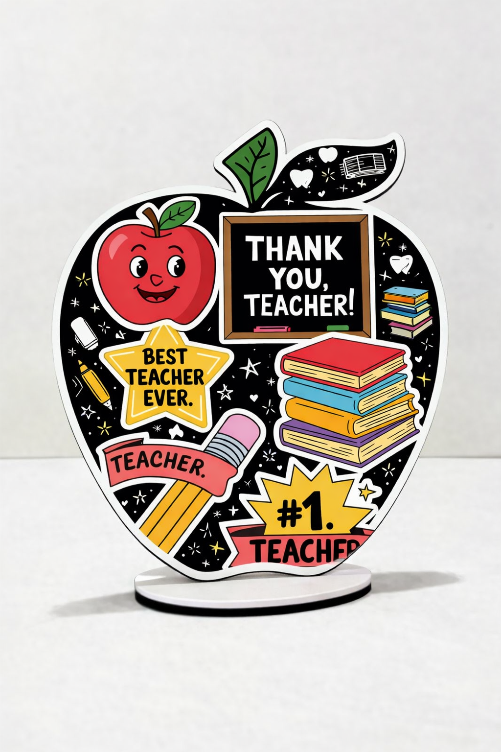 Sublimation Apple Shape MDF Plaque Blank — Teacher Gift Sign with Stand | Custom Personalized Wooden Substrate