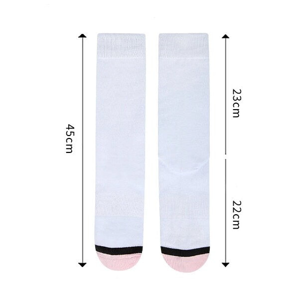 Sublimation Crew Sock Blank — White with Color Toe | Polyester & Spandex | Custom 3D Print Ready