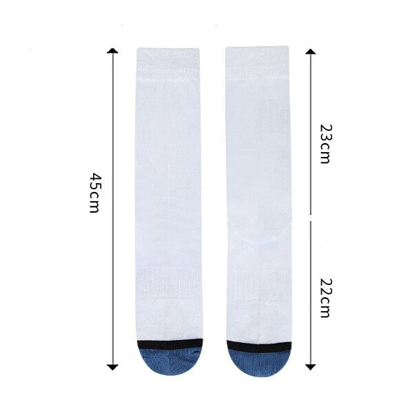 Sublimation Crew Sock Blank — White with Color Toe | Polyester & Spandex | Custom 3D Print Ready