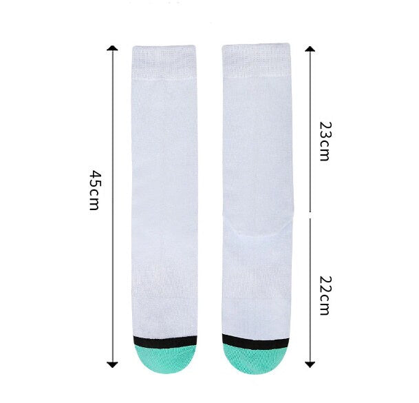 Sublimation Crew Sock Blank — White with Color Toe | Polyester & Spandex | Custom 3D Print Ready