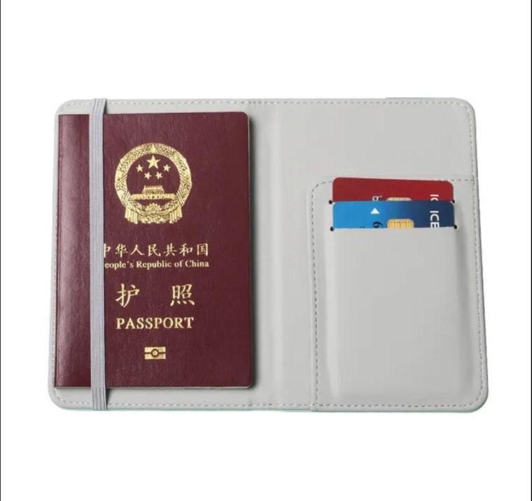 White PU Leather Sublimation Passport Holder — Blank Travel Wallet Cover | Double-Sided Custom Print Ready